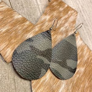 Green Camo Teardrop Earrings